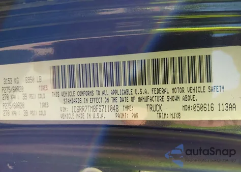 2015 Ram 1500 Big Horn из США, поврежденный, VIN 1C6RR7TM8FS711048